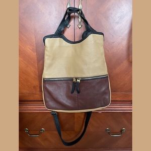 Two Toned Fossil Large Crossbody Bag
